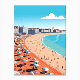 Brighton Beach, England, Flat Illustration 2 Canvas Print