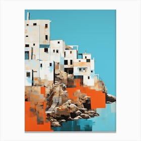 Abstract Illustration Of St Ives Bay Cornwall Orange Hues 3 Canvas Print