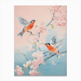 Vintage Japanese Inspired Bird Print Robin 7 Canvas Print