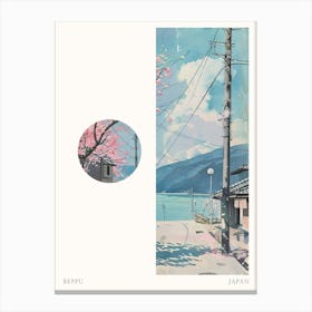 Beppu Japan 2 Cut Out Travel Poster Canvas Print