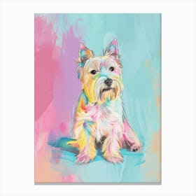 Pastel Watercolour Australian Terrier Dog Line Illustration 1 Canvas Print