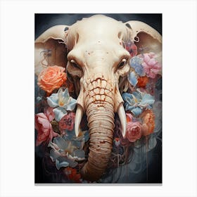 Elephant With Flowers 2 Canvas Print