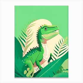 Utahraptor Cute Mint Dinosaur Canvas Print