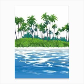 Tropical Island With Palm Trees Canvas Print