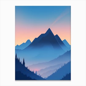 Misty Mountains Vertical Composition In Blue Tone 212 Canvas Print