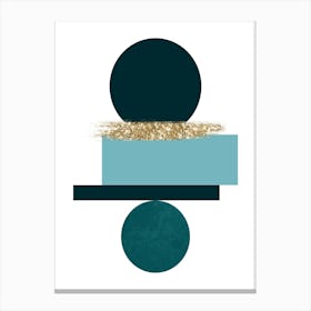 Teal and Gold Geometric Art Canvas Print