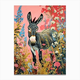 Floral Animal Painting Donkey 1 Canvas Print