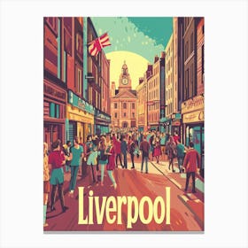 Aihrgdesign A 1970s Inspired Travel Poster For Liverpool Canvas Print