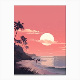 Illustration Under The Sky By The Moon In Pink Tones 1 Canvas Print