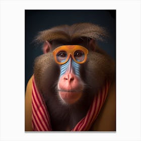 Mandrill Monkey Wearing Glasses Canvas Print