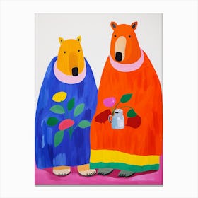 Colourful Kids Animal Art Capybara 1 Canvas Print