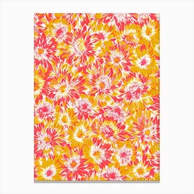 Chrysanthemum Floral Print Warm Tones 2 Flower Canvas Print