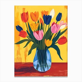 Tulip Flowers On A Table   Contemporary Illustration 4 Canvas Print