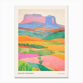 Mount Roraima South America 2 Colourful Mountain Illustration Poster Canvas Print