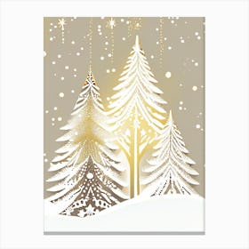 Snowfalkes By Christmas Tree, Snowflakes, Neutral Abstract 1 Canvas Print