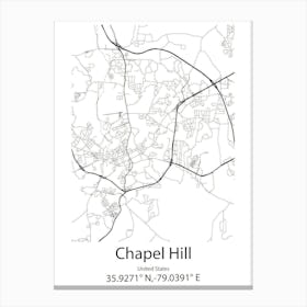 Chapel Hill,United States Minimalist Map 1 Canvas Print