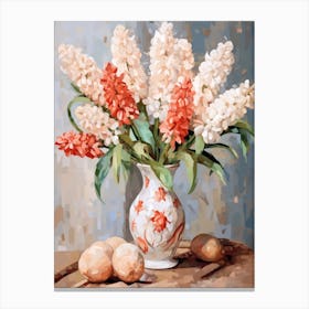 Hyacinth Flower And Peaches Still Life Painting 2 Dreamy Canvas Print