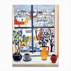 The Windowsill Of Reykjavik   Iceland Snow Inspired By Matisse 4 Canvas Print