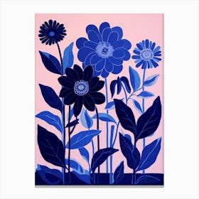 Blue Flower Illustration Dahlia 2 Canvas Print