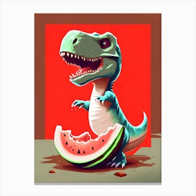 Dino eat melon - How to be vegetarian Canvas Print