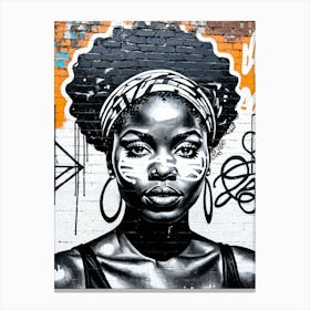 Vintage Graffiti Mural Of Beautiful Black Woman 142 Canvas Print