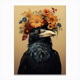 Bird With A Flower Crown Crow 1 Canvas Print