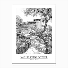 Nature Science Center Austin Texas Black And White Drawing 1 Poster Canvas Print