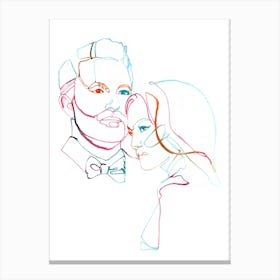 Ben & Jen One Line Watercolor Canvas Print