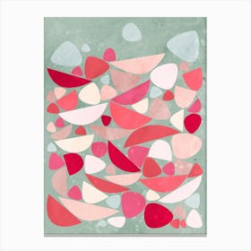 Sea Bed Abstract Red Coral Pink Sea Foam Green Canvas Print