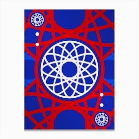 Geometric Abstract Glyph in White on Red and Blue Array n.0076 Canvas Print