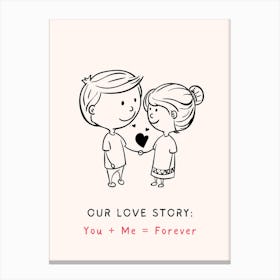 Our Love Story You Me Forever Line Canvas Print