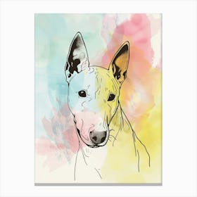 Bull Terrier Dog Pastel Line Watercolour Illustration  3 Canvas Print
