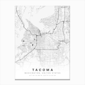 Tacoma Washington USA White Map Lienzos