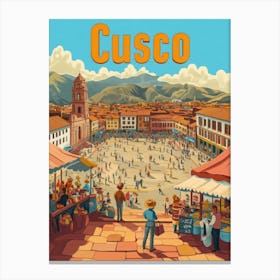 Aihrgdesign A Classic 1960s Travel Poster For Cusco 1 Canvas Print