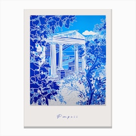Pompeii Italy Blue Drawing Poster Canvas Print