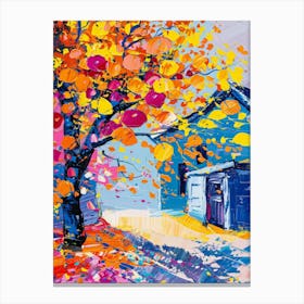 Autumn Tree In Front Of The House Canvas Print