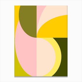 Vintage Modern Geometric Abstraction in Citrus Yellow Green and Pink Canvas Print