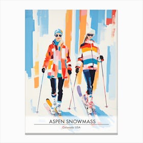 Aspen Snowmass   Colorado Usa, Ski Resort Poster Illustration 0 Canvas Print