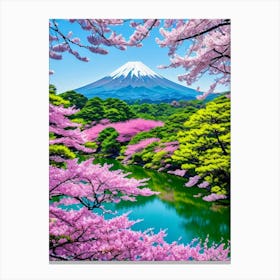 Mt Fuji Cherry Blossoms Mount Fuji Japan Canvas Print