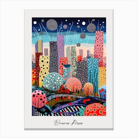 Poster Of Buenos Aires, Illustration In The Style Of Pop Art 3 Canvas Print