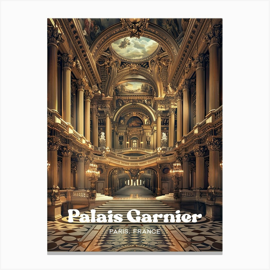 Palais Garnier Opera Paris Travel Art Illustration Canvas Print by Wanderscape Travel Art