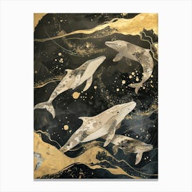 Whale Gold Effect Collage 1 Canvas Print