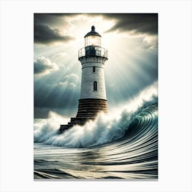 Lighthouse In The Ocean Canvas Print