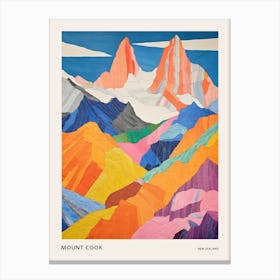 Mount Cook New Zealand 1 Colourful Mountain Illustration Poster Canvas Print
