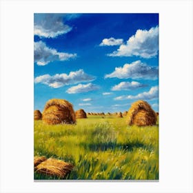 Hay Bales In The Field Canvas Print