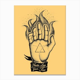 Vintage Flame Fire Esoteric Hand Canvas Print