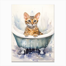 Begal Cat In Bathtub Bathroom 3 Canvas Print