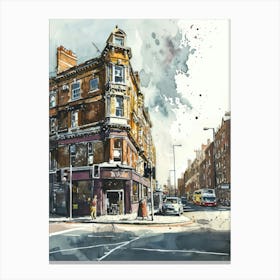 Croydon London Borough   Street Watercolour 1 Canvas Print