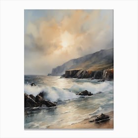 Vintage Coastal Seaside Painting (3) 1 Canvas Print
