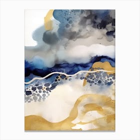 Watercolour Abstract Blue And Gold 1 Canvas Print